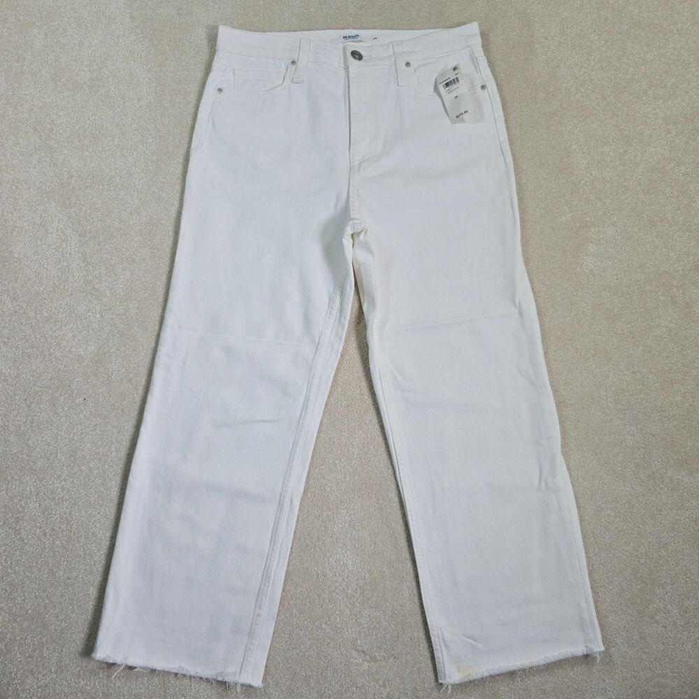 Hudson Los Angeles Women's Size 29 White Denim Jeans Remi High Rise Raw Hem